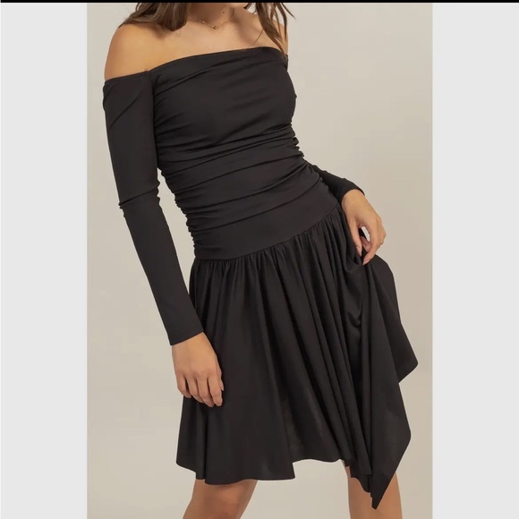 Asymmetrical Hem Off-Shoulder Dress - Picture 1 of 15